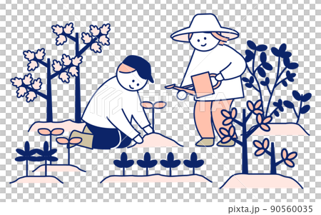 植物を植える子供　学生 90560035