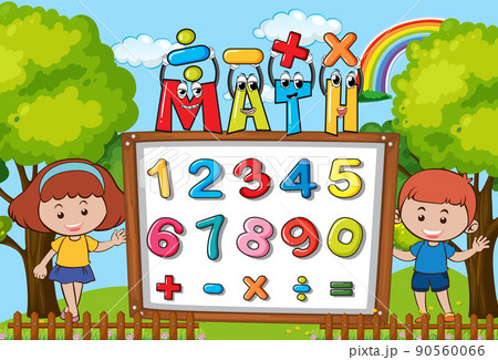Number 0 to 9 with math symbols 90560066
