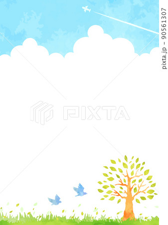 爽やかな樹木と空の風景イラスト 90561307