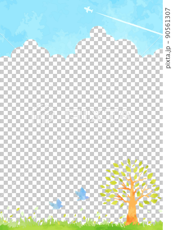 爽やかな樹木と空の風景イラスト 90561307