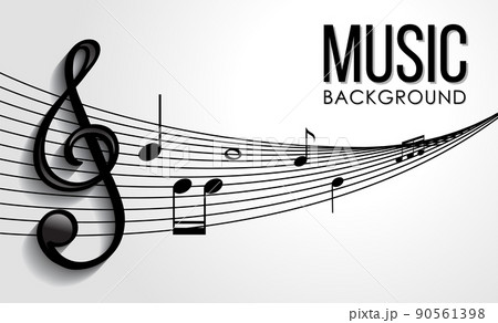 Font design for word music with music notes on white background Font design for word music with music notes on white background 90561398