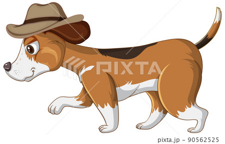 happy dog exploring on white background 90562525