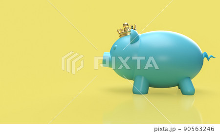 The blue piggy bank and crown for saving or business concept 3d rendering The blue piggy bank and crown for saving or business concept 3d rendering 90563246