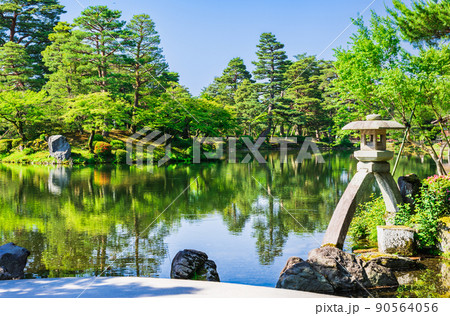 春の金沢　兼六園　徽軫灯籠 90564056