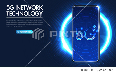 5G technology concept. modern city and communication 6g network connection concept with smartphone. high-speed mobile Internet, new generation networks. mixed media. vector design 90564167