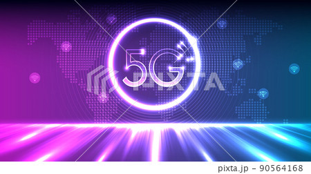 5G technology wireless data transmission, high-speed internet in abstract. Information flow modern network connection concept background. global connection and internet network concept. vector design 5G technology wireless data transmission, high-speed internet in abstract. Information flow modern network connection concept background. global connection and internet network concept. vector design 90564168