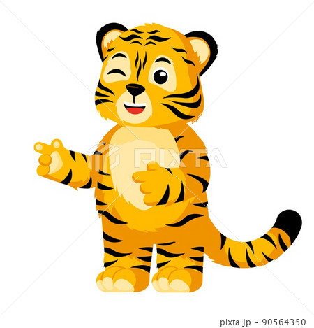 Cute little Tiger winking isolated. Character cartoon striped tiger flirtin. Cute little Tiger winking isolated. Character cartoon striped tiger flirtin. 90564350