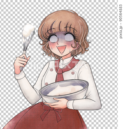 Showa retro girl cartoon style cake shop that failed to whip cream Showa retro girl cartoon style cake shop that failed to whip cream 90564883