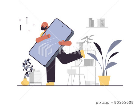 african american man holding huge smarphone smartphone social media network online communication concept african american man holding huge smarphone smartphone social media network online communication concept 90565609