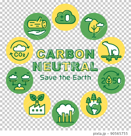 カーボンニュートラル 丸フレーム ロゴ カーボンニュートラル 丸フレーム ロゴ 90565755