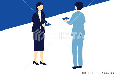 名刺交換をするビジネスパーソン 90566293