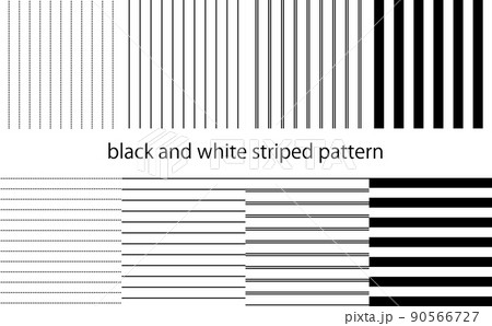 モノトーン ストライプ ボーダー パターン セットのイラスト素材