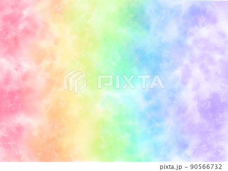 虹色 背景 手描き水彩のイラスト素材