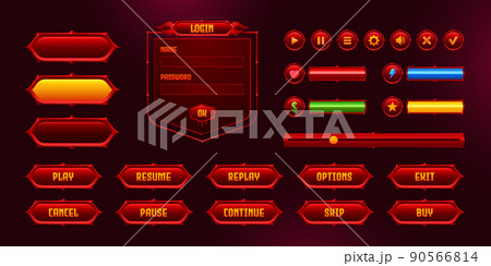 Set of game frames, bars and menu user interfaceのイラスト素材 [90566814] - PIXTA