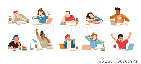 Tired people yawn and feel sleepy Tired people yawn and feel sleepy 90566871