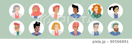 Avatars of doctors and nurses, diverse people Avatars of doctors and nurses, diverse people 90566891