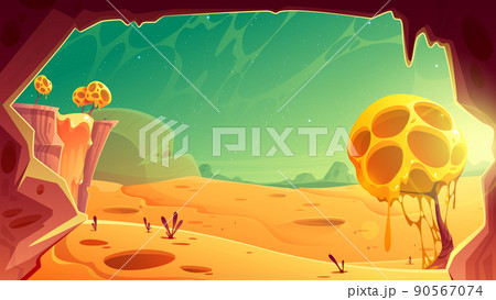 Fantasy cheese planet with trees 90567074