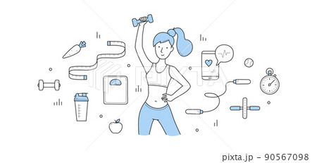 Girl in sport fit training in gym Girl in sport fit training in gym 90567098