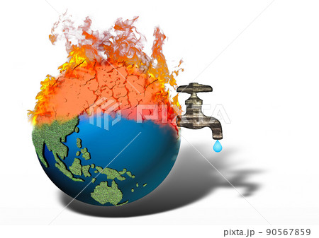 環境問題の概念で壊れかけの地球の3dイラスト 90567859