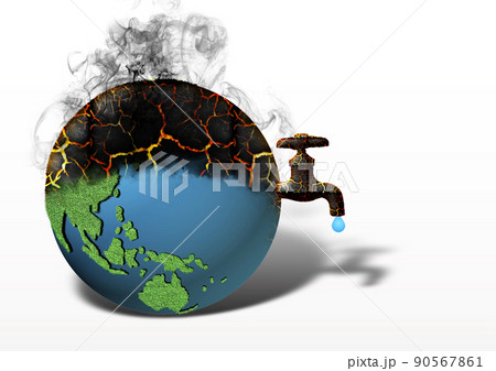 環境問題の概念で壊れかけの地球の3dイラストのイラスト素材