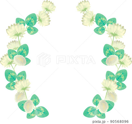 フレーム 飾り シロツメクサ 白詰草 クローバー 水彩 花 植物 シンプル かわいい イラストのイラスト素材