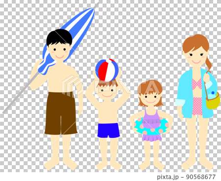 Illustration of a family going out to the beach 90568677
