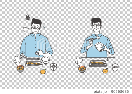 食事と男性のセット 90568686