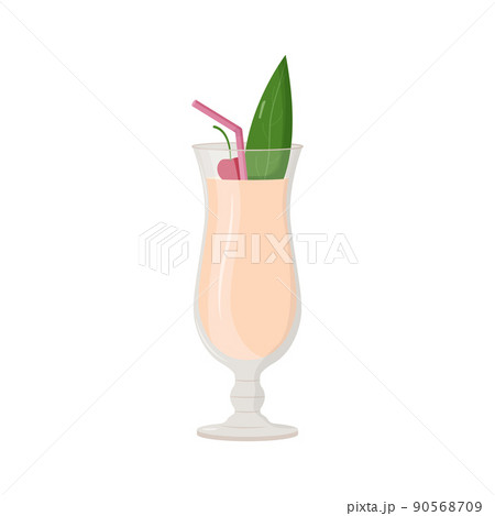 Summer alcoholic drink, tropical cocktail. Pina colada. Beach party concept. Flat vector illustration Summer alcoholic drink, tropical cocktail. Pina colada. Beach party concept. Flat vector illustration 90568709