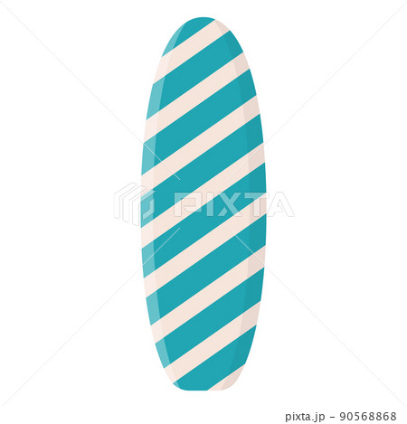 Cartoon surfing board with summer design. Summer sport leisure activity, holiday equipment. Flat vector illustration 90568868