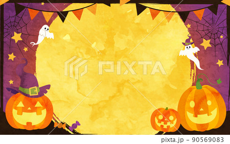 ハロウィンのカボチャと満月のベクターイラスト背景 ハロウィンのカボチャと満月のベクターイラスト背景 90569083