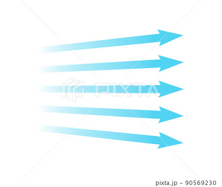Air flow. Blue arrow showing direction of air movement. Wind direction arrow. Blue cold fresh stream from the conditioner. Vector illustration isolated on white background Air flow. Blue arrow showing direction of air movement. Wind direction arrow. Blue cold fresh stream from the conditioner. Vector illustration isolated on white background 90569230