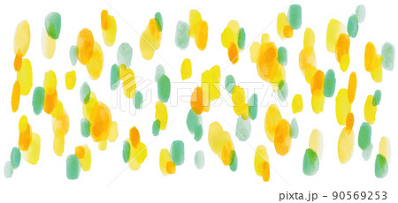 黄色と緑の水玉模様水彩画 90569253