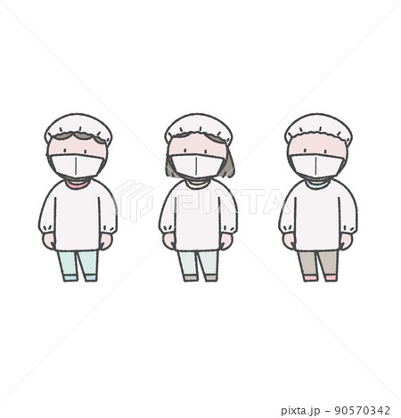 給食当番イラスト素材セット 90570342