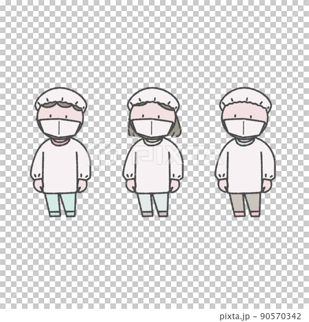 給食当番イラスト素材セット 90570342