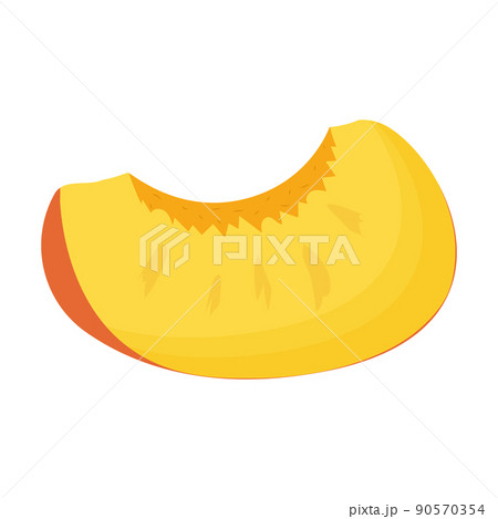 A piece of orange peach isolated on white background. Flat vector illustration 90570354