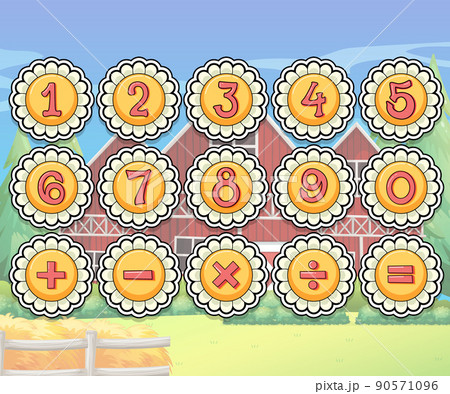 Number 0 to 9 with math symbols 90571096