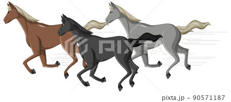 Group of horses running cartoon Group of horses running cartoon 90571187