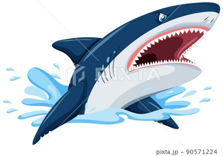 Aggressive great white shark cartoon 90571224