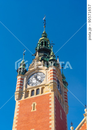 Gdansk Glowny is the historic exterior of main railway station with clock tower, Poland Gdansk Glowny is the historic exterior of main railway station with clock tower, Poland 90571657