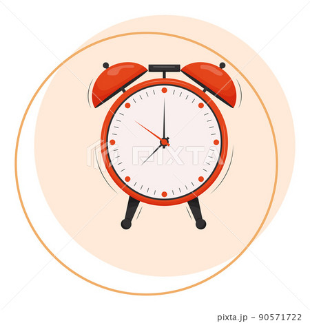 Cartoon alarm clock. Wake-up time isolated on background. Flat vector illustration Cartoon alarm clock. Wake-up time isolated on background. Flat vector illustration 90571722