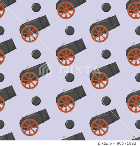 Ancient cannon seamless pattern. Flat vector illustration 90571932
