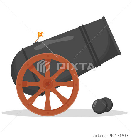 Ancient cannon isolated on a white background. Flat vector illustration Ancient cannon isolated on a white background. Flat vector illustration 90571933