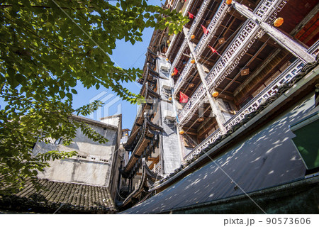 Street view local in Furong Ancient Town (Furong Zhen, Hibiscus Town), China. Furong Ancient Town is famous tourism attraction place. 90573606