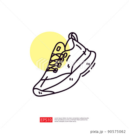 running shoes doodle line icon 90575062