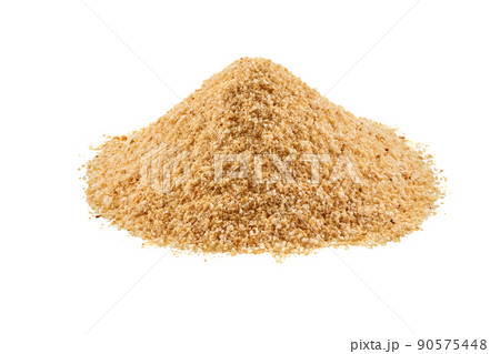 Ground garlic isolated on white background with copy space for text or images. Spices and herbs. Packaging concept. Close-up. Ground garlic isolated on white background with copy space for text or images. Spices and herbs. Packaging concept. Close-up. 90575448