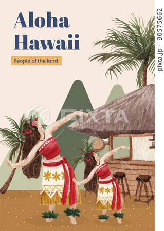 Poster template with aloha Hawaii concept,watercolor style 90575662