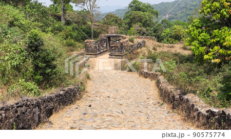 View of Second Entrance gate from the Top, Kavaledurga Fort, Shimoga, Karnataka, India 90575774