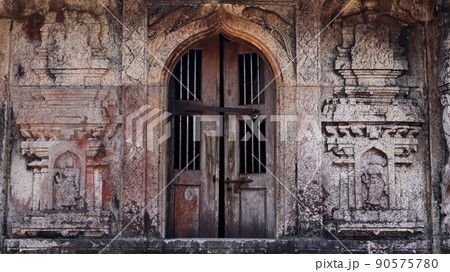 Ancient Stone Sculptures on Srikantheswara Temple, Kavaledurgsa Fort, Shimoga, Karnataka, India 90575780