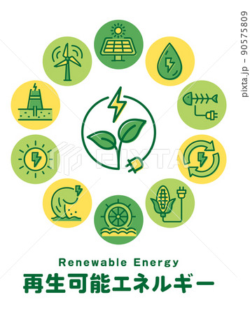 再生可能エネルギー　丸フレーム　ロゴ 90575809
