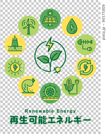 再生可能エネルギー 丸フレーム ロゴ 再生可能エネルギー 丸フレーム ロゴ 90575809
